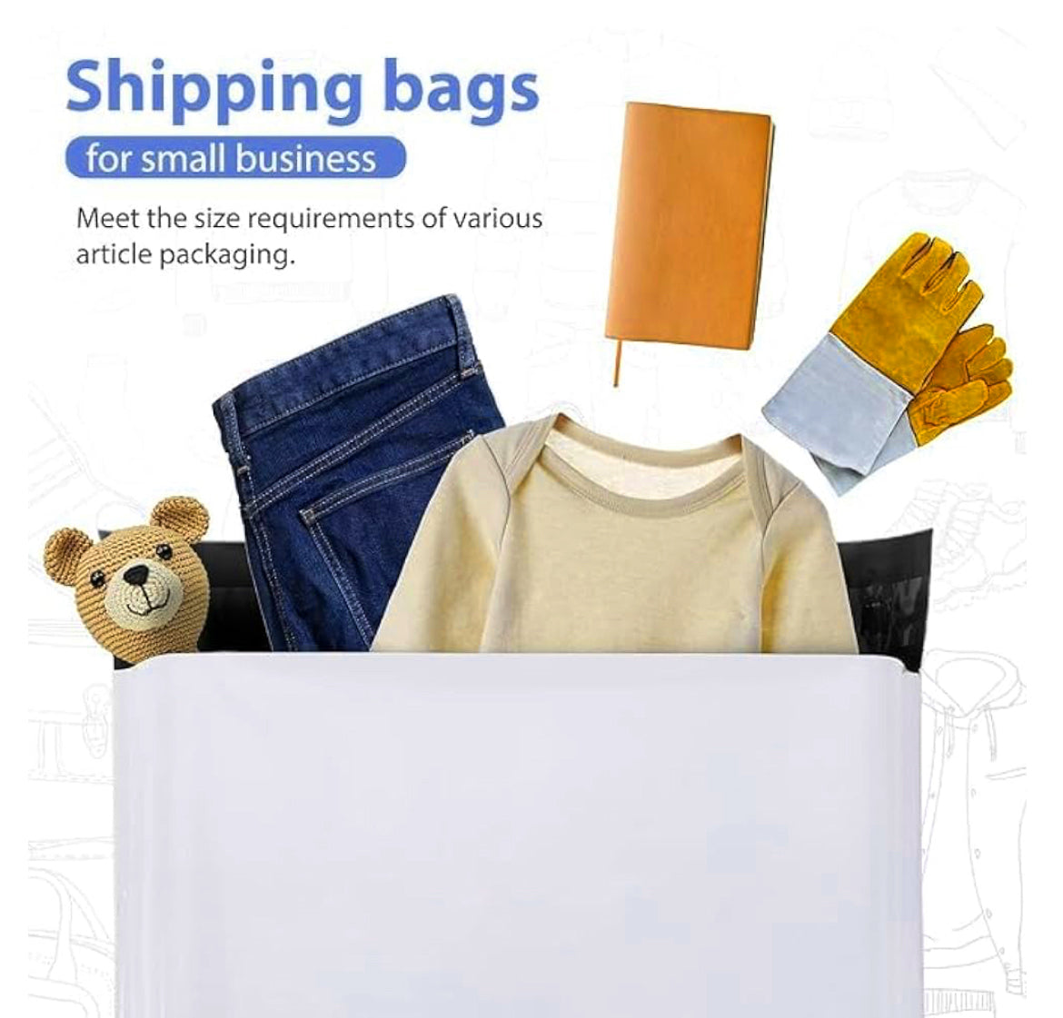 Waterproof Poly Mailer Bags 12×15.5" Glossy White Poly Bag Mailer Envelopes