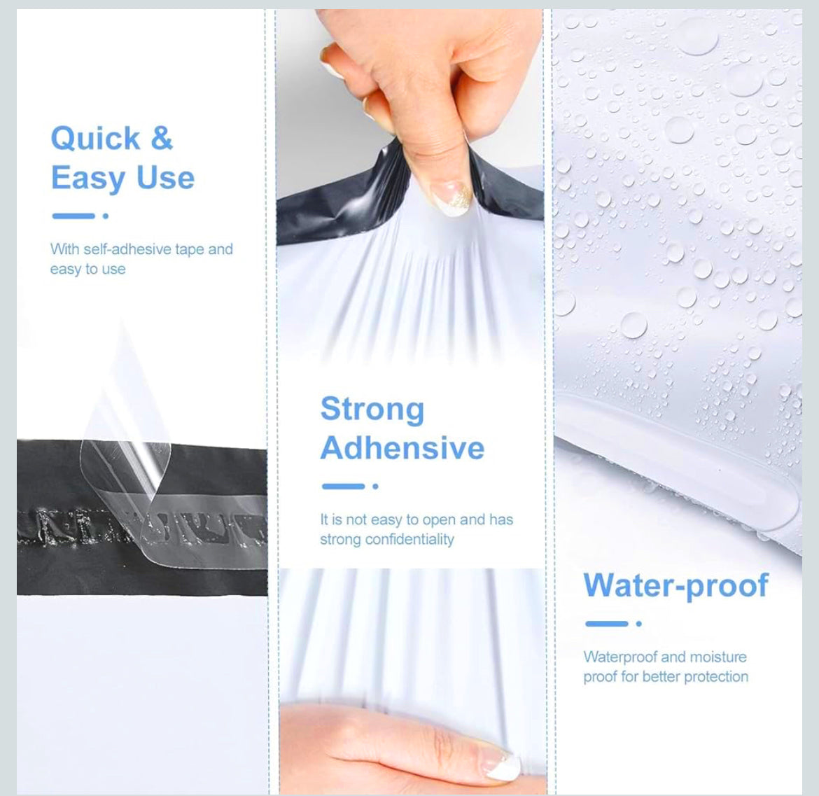 Waterproof Poly Mailer Bags 14.5×19" Glossy White Poly Bag Mailer Envelopes